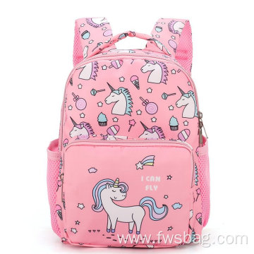 Wholesale Pink Lightweight Easy Travel Large Capacity Toddler Unicorn School Backpack Bag for Kids Girls